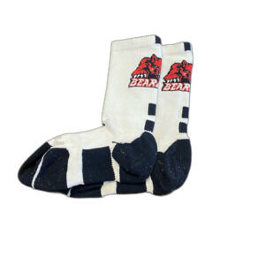 TCK PERFORMANCE SOCKS/ WHITE/ UNISEX/ SIZE MEDIUM/ SCHOOL BRANDED/ BEARCAT